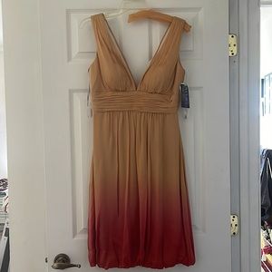 BRAND NEW KAY UNGER silk ombré cocktail dress. Yellow gold. Size 6